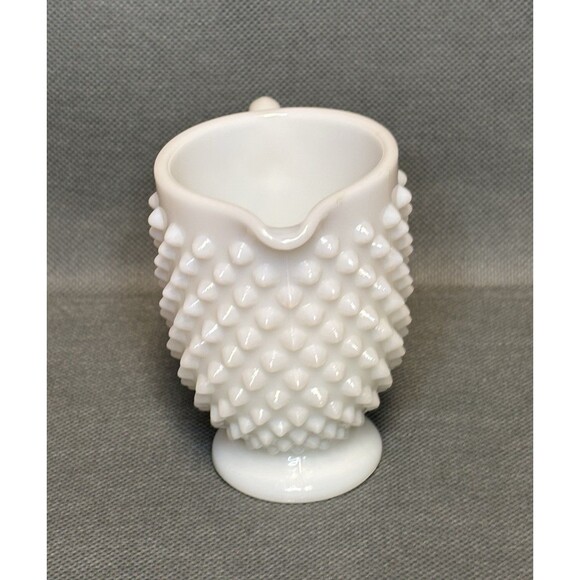 Vintage Fenton Milk Glass Hobnail Creamer Footed Glass Decor  MCM Milk Glass - Picture 2 of 8